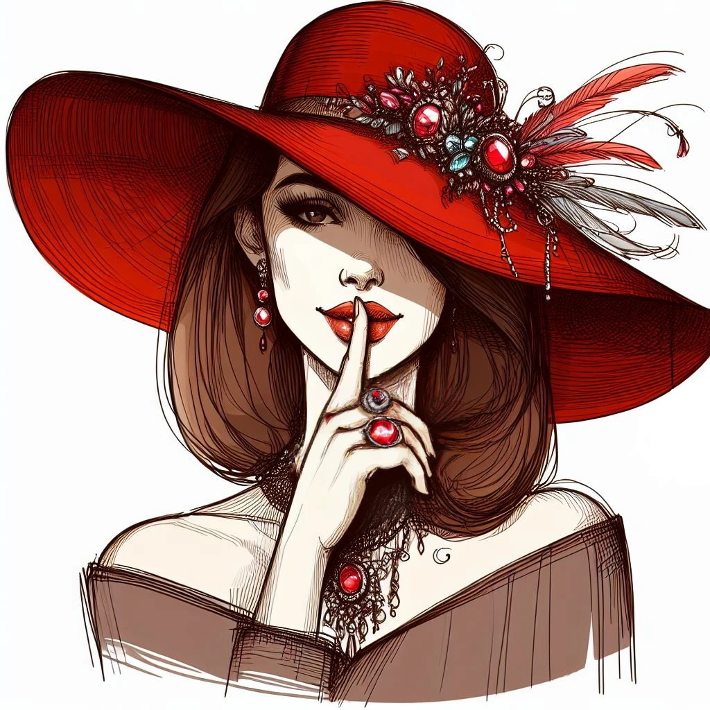 vera raye romantasy fantasy romance author avatar with a woman with brown hair and a big large red hat